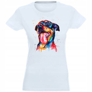 T-shirt Koszulka Damska Nadruk Kolor Pies Xl