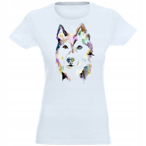 T-shirt Koszulka Damska Nadruk Pies Husky Xl