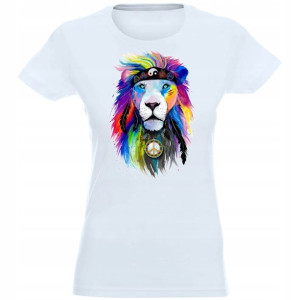 T-shirt Koszulka Damska Nadruk Kolor Lew S