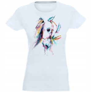 T-shirt Koszulka Damska Nadruk Koń Kolor Xl