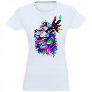 T-shirt Koszulka Damska Nadruk Kolor Lew L