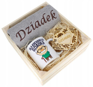 Super Prezent Dla Dziadka Ręcznik + Kubek Skrzynka