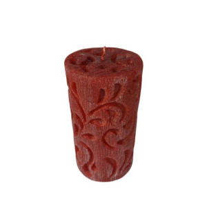 Świeca pillar 150x70 czerwony wzór
