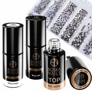 3x BOSKA NAILS top lakiery CYRKONIE na paznokcie