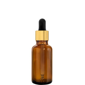 Butelka szklana 30ml brąz z pipetą złoto czarną
