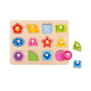 TOOKY TOY Puzzle Układanka Montessori Nauka Kształtów z Pinezkami Figury Ks