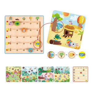 TOOKY TOY Drewniana Gra Pamięciowa dla Dzieci Nauka Liczenie Zwierzątka 21