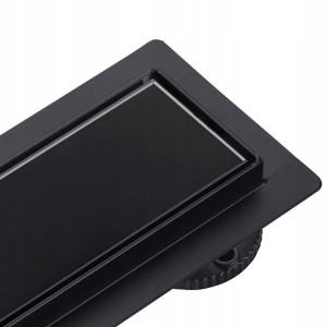 Aquauno Odpływ Liniowy 80 Cm Czarny Panel Szklany