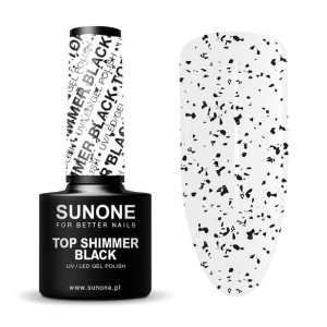 Sunone Top Shimmer Black No Wipe Top z czarnymi drobinkami 5ml
