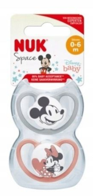Nuk, Myszka Mickey, Smoczek, Gr.1, 2 sztuki