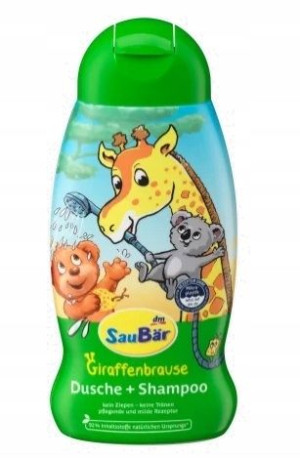 SauBear, Żel pod prysznic + szampon, żyrafa, 250ml