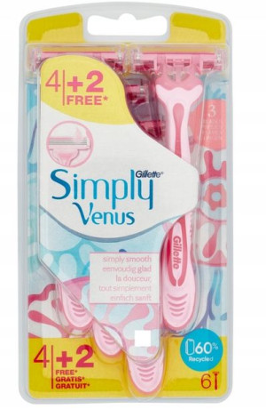 Gillette, Simply Venus, Maszynki, 6 sztuk