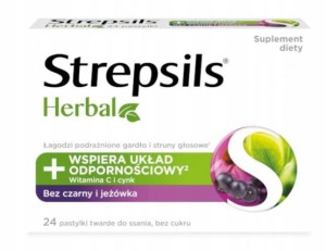 Strepsils Herbal Pastylki, Bez Czarny 24 sztuki