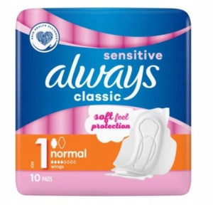 Always Classic Sensitive Normal Podpaski, 10 sztuk