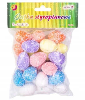 Jajka styropianowe, kolorowe, 25 sztuk