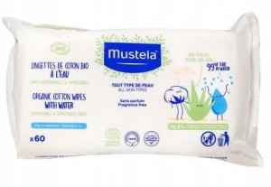 Mustel, Chusteczki BIO z organicznej bawełny 60szt