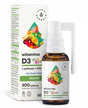 Aura Herbals Witamina D3 Vegan dla dzieci, 30 ml