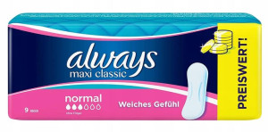 Always, Podpaski Maxi Classic, normal, 9 sztuk