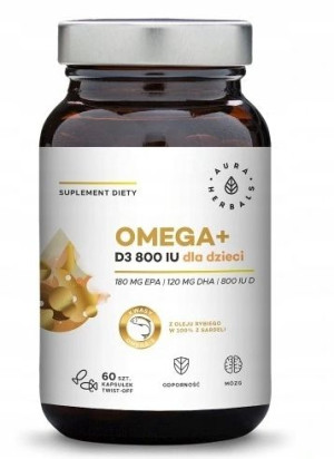 Aura Herbals Omega+ Wit D3 800IU dla dzieci 60kaps