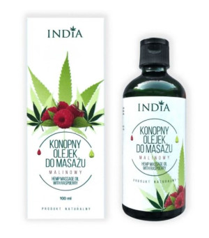India, Konopny olejek do masażu, malinowy, 100 ml