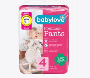 Babylove, Pampersy, rozmiar 4 Maxi (8-15kg), 22szt