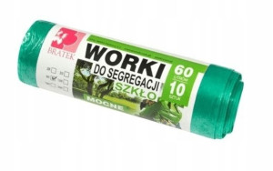 Bratek Worki na śmieci zielone, do szkła 60l 10szt