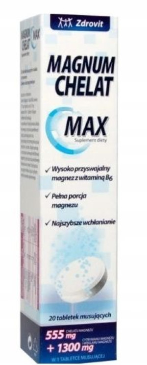 Zdrovit Magnum Chelat Max, 20 tabletek musujących