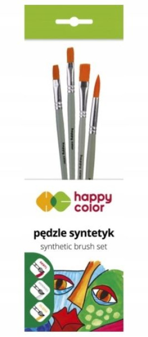 Happy Color, Zestaw pędzli syntetycznych mix a, 4