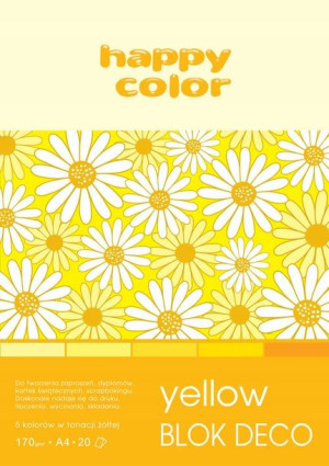 Blok Deco Yellow A4, 5 kolorów tonacja żółta 5 szt