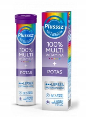 Plusssz 100% Multiwitamina + Potas, 20 tabl. mus.
