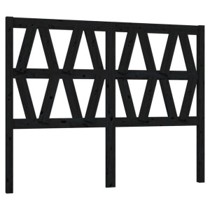 Wezgłowie łóżka, czarne, 146x4x100 cm, lite drewno sosnowe