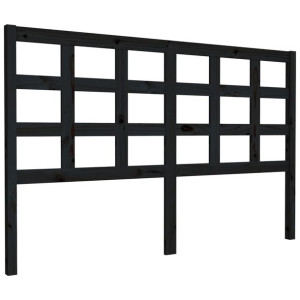Wezgłowie łóżka, czarne, 156x4x100 cm, lite drewno sosnowe