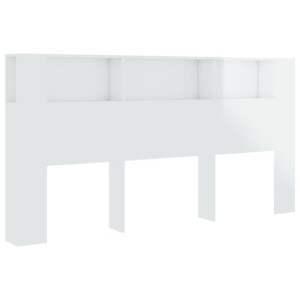 Wezgłowie łóżka z półkami, biel z połyskiem, 200x18,5x104,5 cm