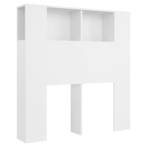 Wezgłowie łóżka z półkami, białe, 100x18,5x104,5 cm