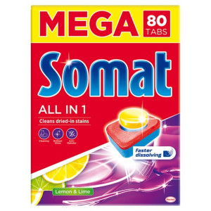Somat All In 1 Lemon & Lime Tabletki Do Mycia Naczyń W Zmywarkach 1440 G (8
