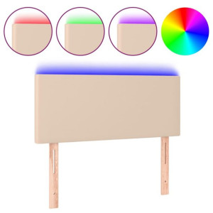Zagłówek do łóżka z LED, cappuccino, 100x5x78/88 cm, ekoskóra