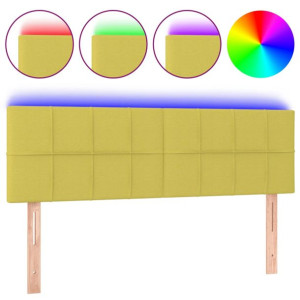 Zagłówek do łóżka z LED, zielony, 144x5x78/88 cm, tkanina