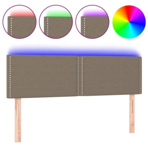 Zagłówek do łóżka z LED, taupe, 144x5x78/88 cm, tkanina