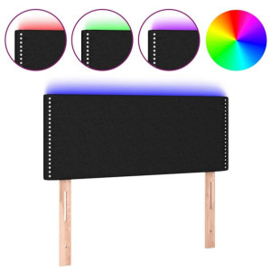 Zagłówek do łóżka z LED, czarny, 90x5x78/88 cm, tkanina