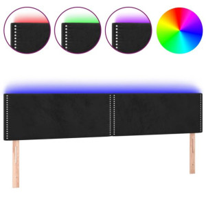 Zagłówek do łóżka z LED, czarny, 200x5x78/88 cm, aksamit