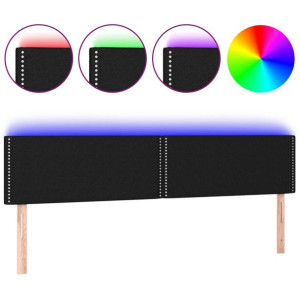 Zagłówek do łóżka z LED, czarny, 160x5x78/88 cm, tkanina