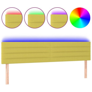 Zagłówek do łóżka z LED, zielony, 200x5x78/88 cm, tkanina