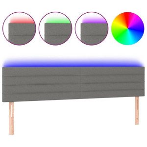 Zagłówek do łóżka z LED, ciemnoszary, 200x5x78/88 cm, tkanina