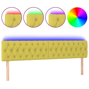Zagłówek do łóżka z LED, zielony, 180x7x78/88 cm, tkanina