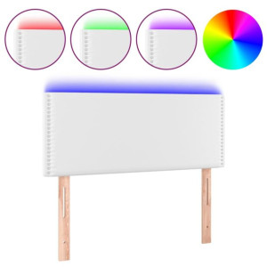 Zagłówek do łóżka z LED, biały, 100x5x78/88 cm, sztuczna skóra