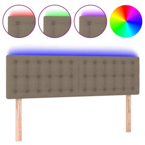 Zagłówek do łóżka z LED, taupe, 144x5x78/88 cm, tkanina