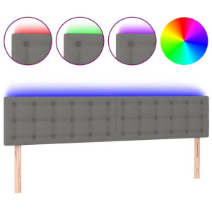Zagłówek do łóżka z LED, ciemnoszary, 160x5x78/88 cm, tkanina