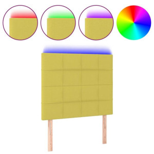 Zagłówek do łóżka z LED, zielony, 80x5x118/128 cm, tkanina
