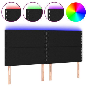 Zagłówek do łóżka z LED, czarny, 180x5x118/128 cm, tkanina