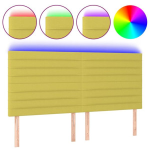Zagłówek do łóżka z LED, zielony, 200x5x118/128 cm, tkanina